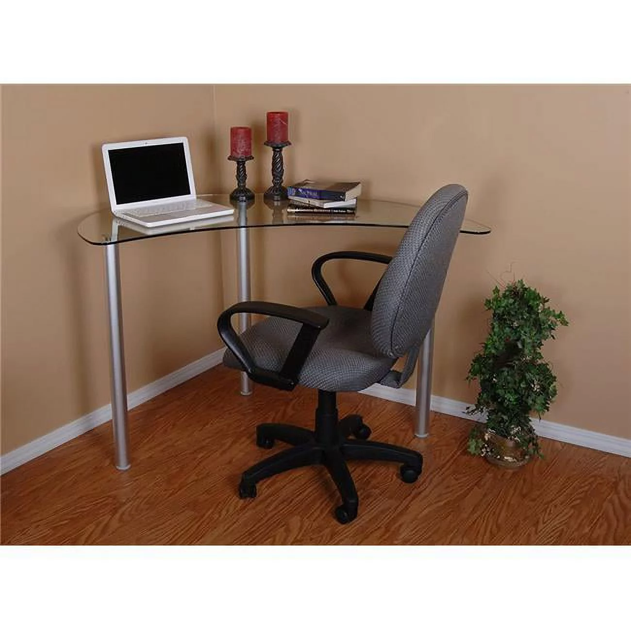 RTA Home & Office T1D-121 30.5 x 48.5 x 21 in. Tier One Designs Clear Glass Corner Computer Desk
