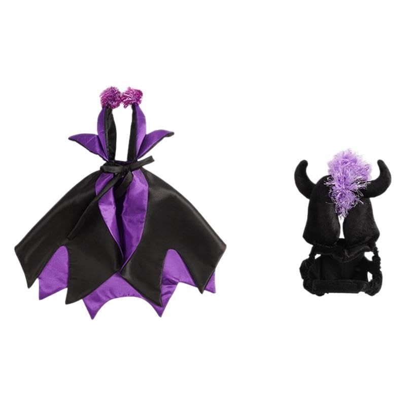 Pet Vampire Costume for Halloween - Cute Bat Wing Cape with Witch Hat for Cats, Small Dogs & Rabbits, Adjustable Polyester Pet Costume for Halloween Party (Unisex, Multiple Sizes)