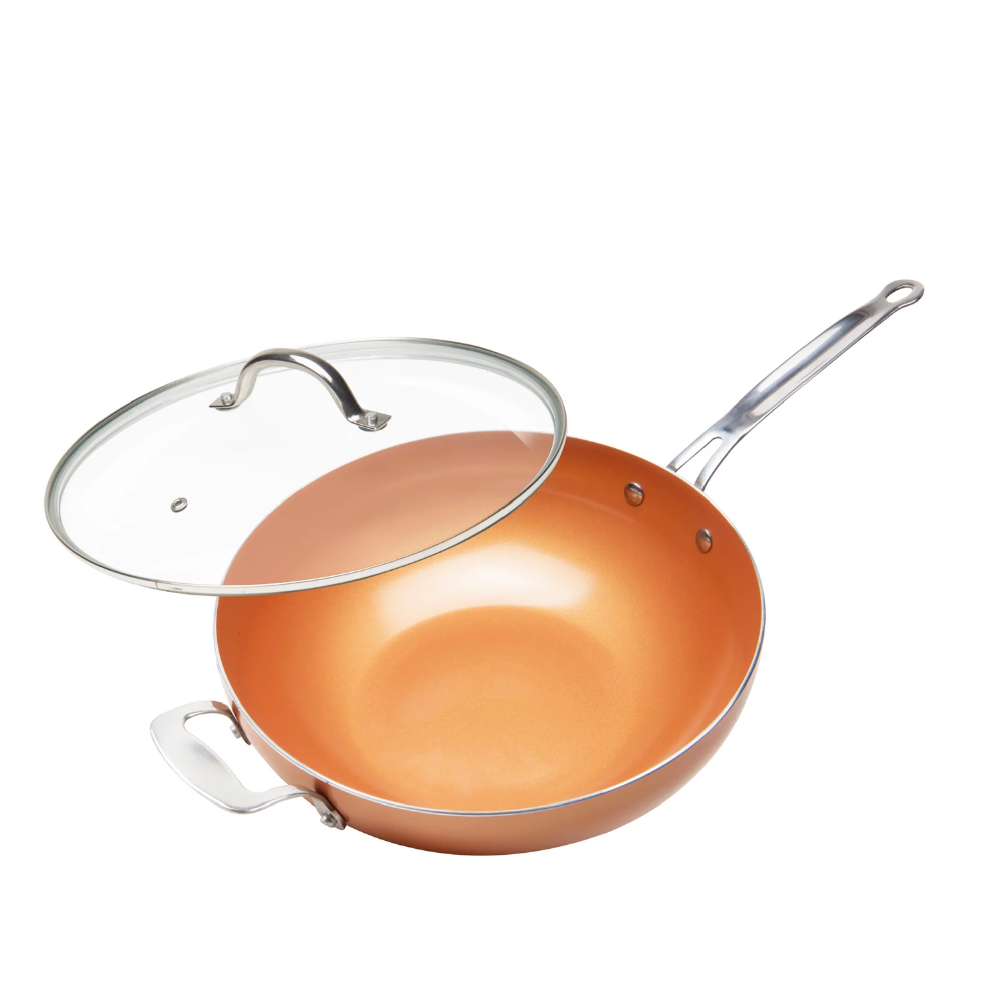 Original Copper Pan Non-Stick Wok with Lid, 12”