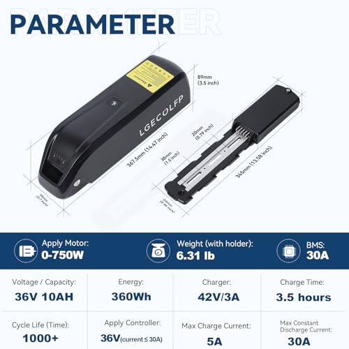 36V 48V 52V Ebike Battery, 15Ah 20Ah Electric Bike Lithium Battery Ebike Battery for 0-1200W Electric Bike with 3A Fast Charger and BMS, LED Battery Indicator, Safety Lock