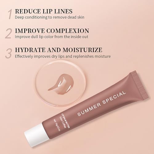 4 PCS Summer Special Lip Butter Balm – Ultra-Hydrating Lip Care with Shea Butter & Olive Oil, Soothes Dry Lips with Natural Tint & Gloss Effect, Lip Plumper Moisture & Light Lip Stain Finish
