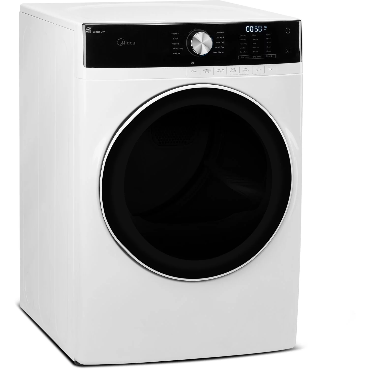 Midea 7.5 Cubic Feet Front Load Gas Dryer, White