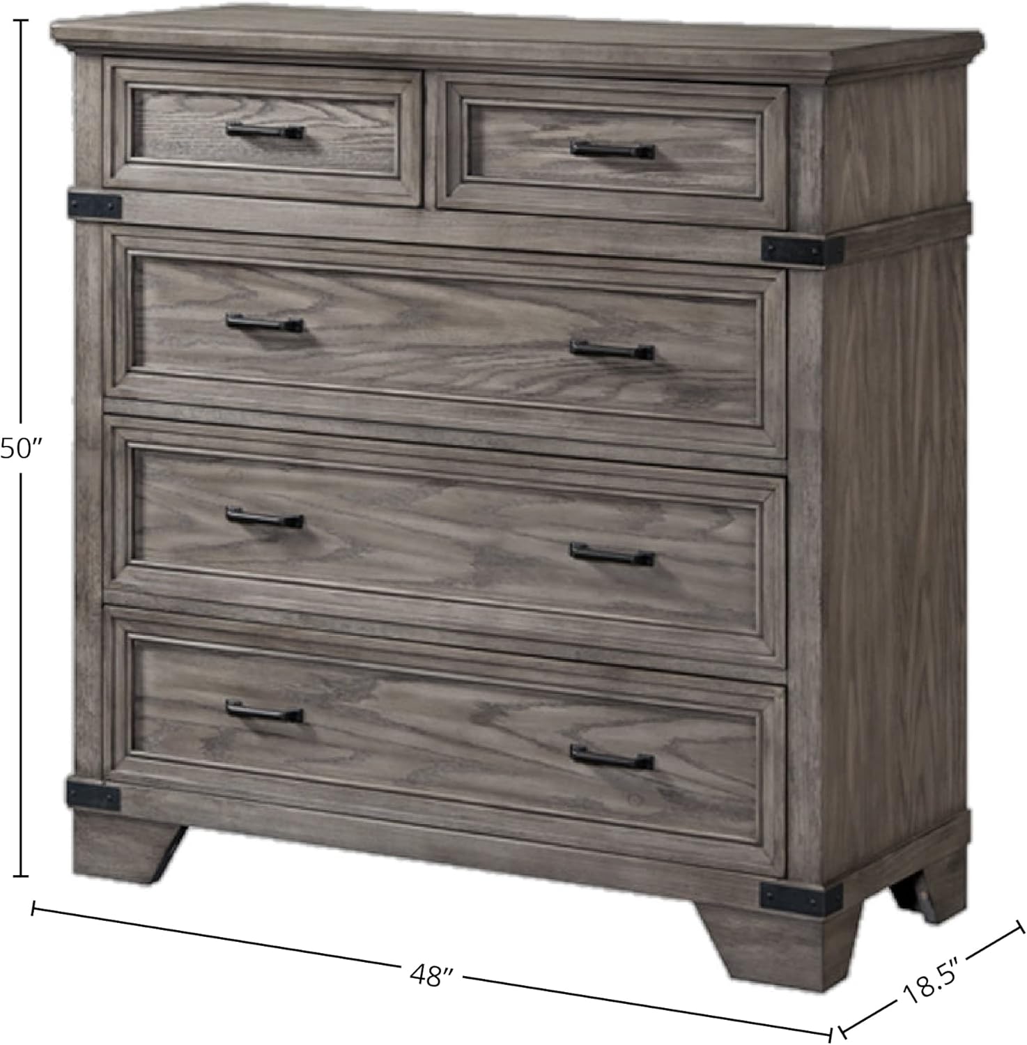 Forge Chest with 5 Drawers, Brushed Steel Dresser