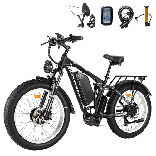 Peak 3000W Fat-Tire Electric-Bike for Adults-Women-Men - PHNHOLUN Seeker24 Dual Motor Electric-Bicycle, 52V 25AH, 38MPH, Full Suspension Ebikes with 24 Inch for Off-Road Mountain Snow（US Warehouse）
