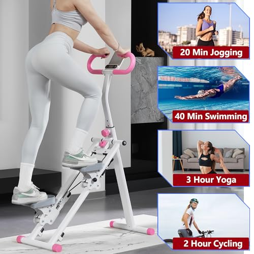 Stair Stepper for Home Gym Exercise, Vertical Climber Exercise Machine for Full Body Workout, Compact Folding Cardio Exercise Climber with Adjustable Handlebar (Blue)