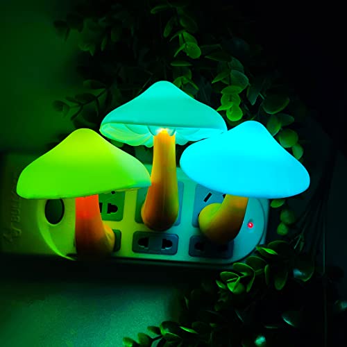 AUSAYE 5Pack Sensor LED Night Light Plug in Lamp 7 Color Changing Mushroom Light Cute Night Lights for Adults Kids NightLight Bedroom,Bathroom,Toilet,Hallway,Stairs,Kitchen,Basement