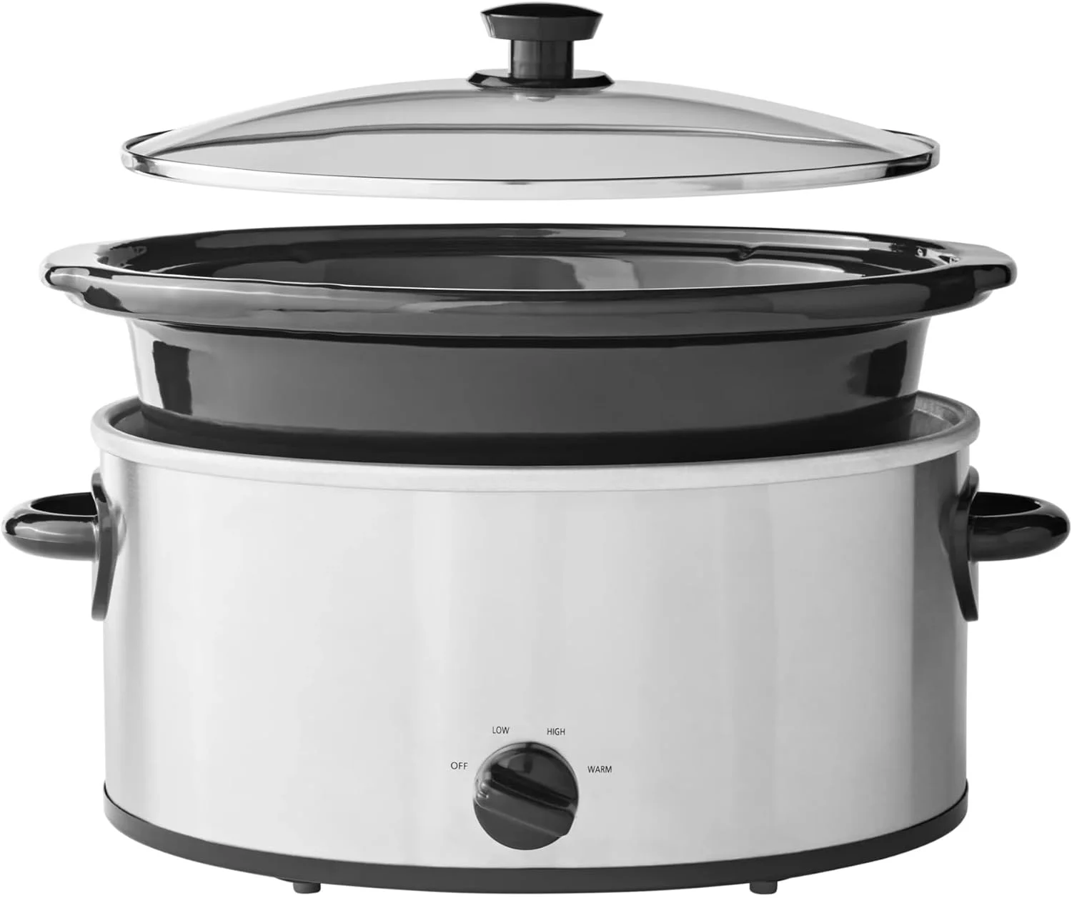 6 Quart Oval Slow Cooker, Stainless Steel Finish,210 Watts,Glass Lid