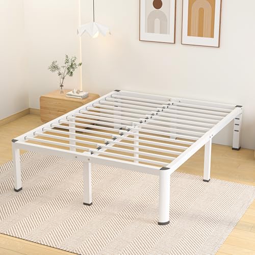 14 Inch Full Bed Frame, Metal Platform Bed Frame with Round Corner Legs, 3500 lbs Heavy Duty Steel Slats Support, No Box Spring Needed, Noise Free, Easy Assembly, Black