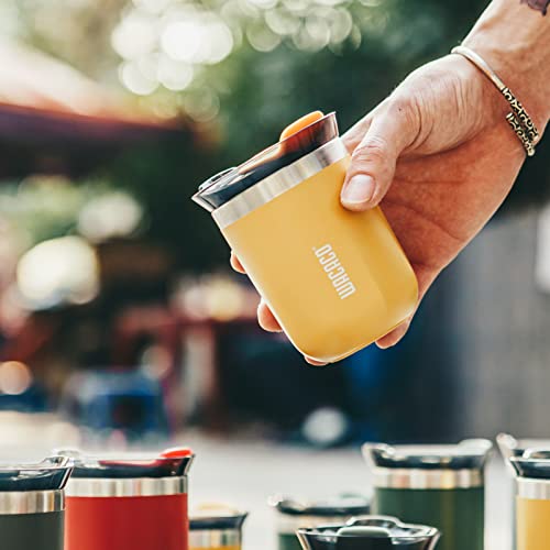 WACACO Octaroma Classico Vacuum Insulated Coffee Mug, Double-wall Stainless Steel Travel Tumbler With Drinking Lid, 6 fl oz (180ml), Carmine Red