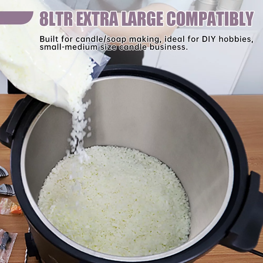 TOAUTO WMF-8L Large Wax Melter for Candle Making, Electric Wax Melting Container Holds 8L Melted Wax with Heating Core Spout & Bottom Design for Commercial Candle Business