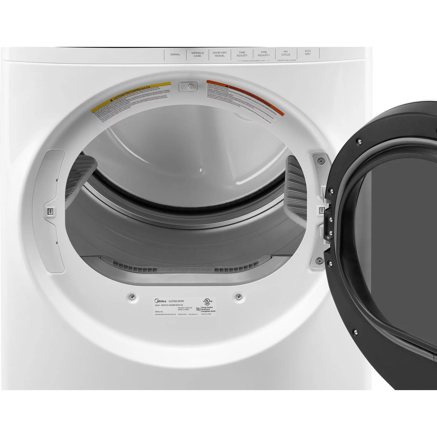 Midea 7.5 Cubic Feet Front Load Gas Dryer, White