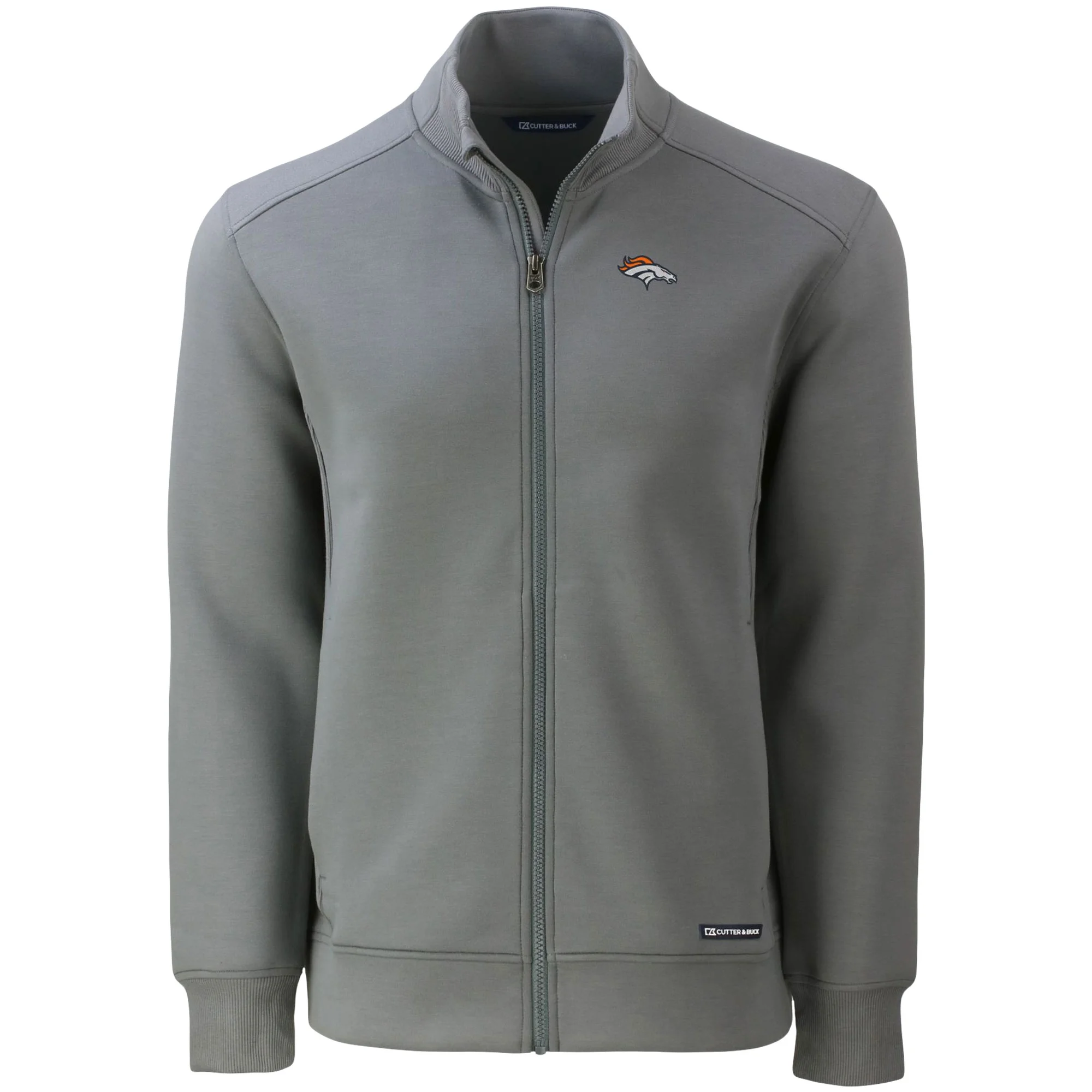 Men's Cutter & Buck Gray Denver Broncos  Roam Eco Recycled Full-Zip Jacket