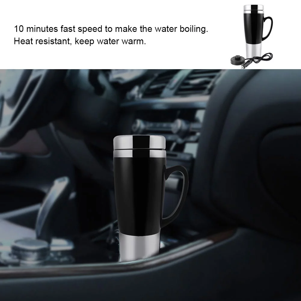 Growcolor Hot Coffee Milk Tea 12V Electric Water Insulated Car Mug Travel Heating Cup Kettle (??)