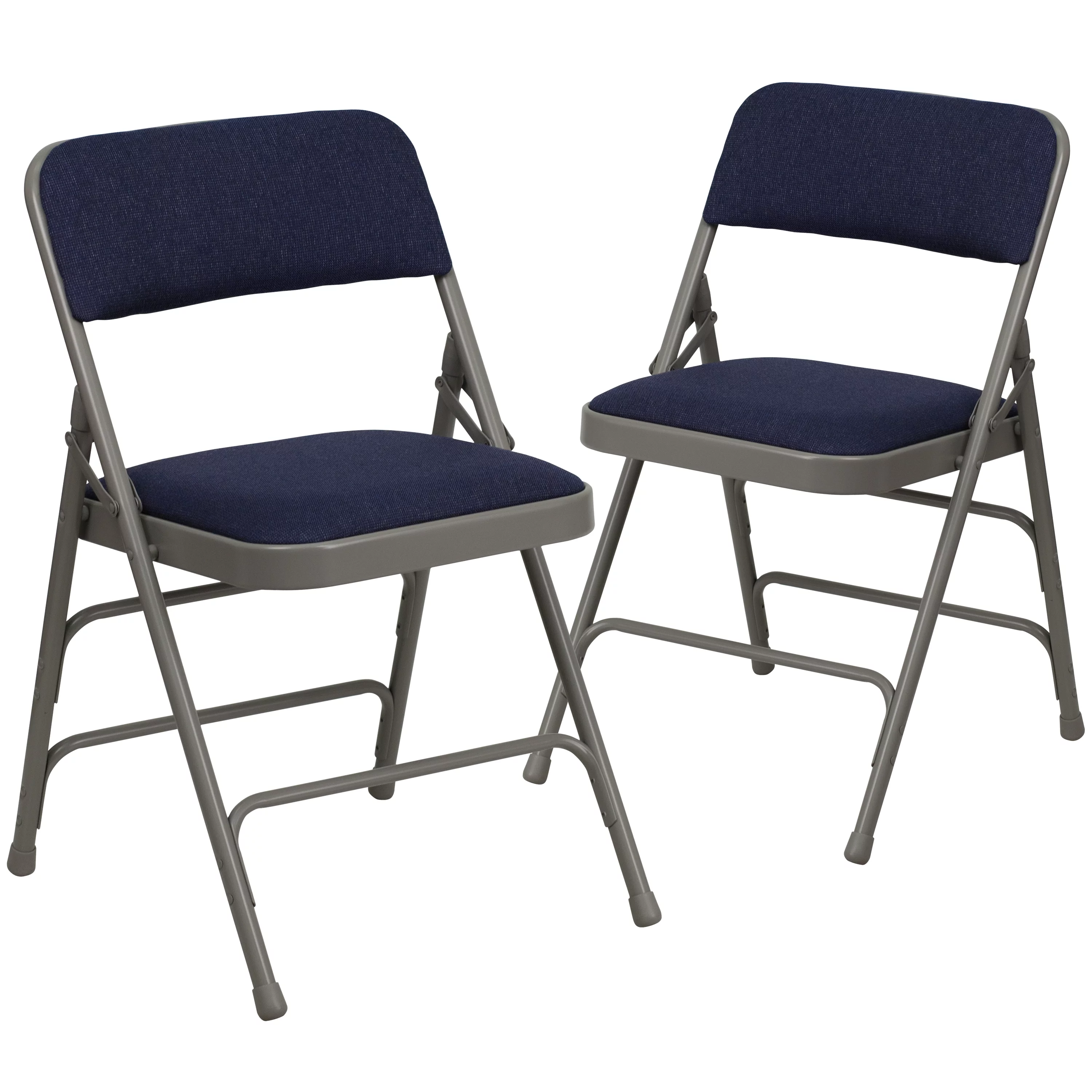 Flash Furniture 2 Pack HERCULES Series Curved Triple Braced & Double Hinged Navy Fabric Metal Folding Chair