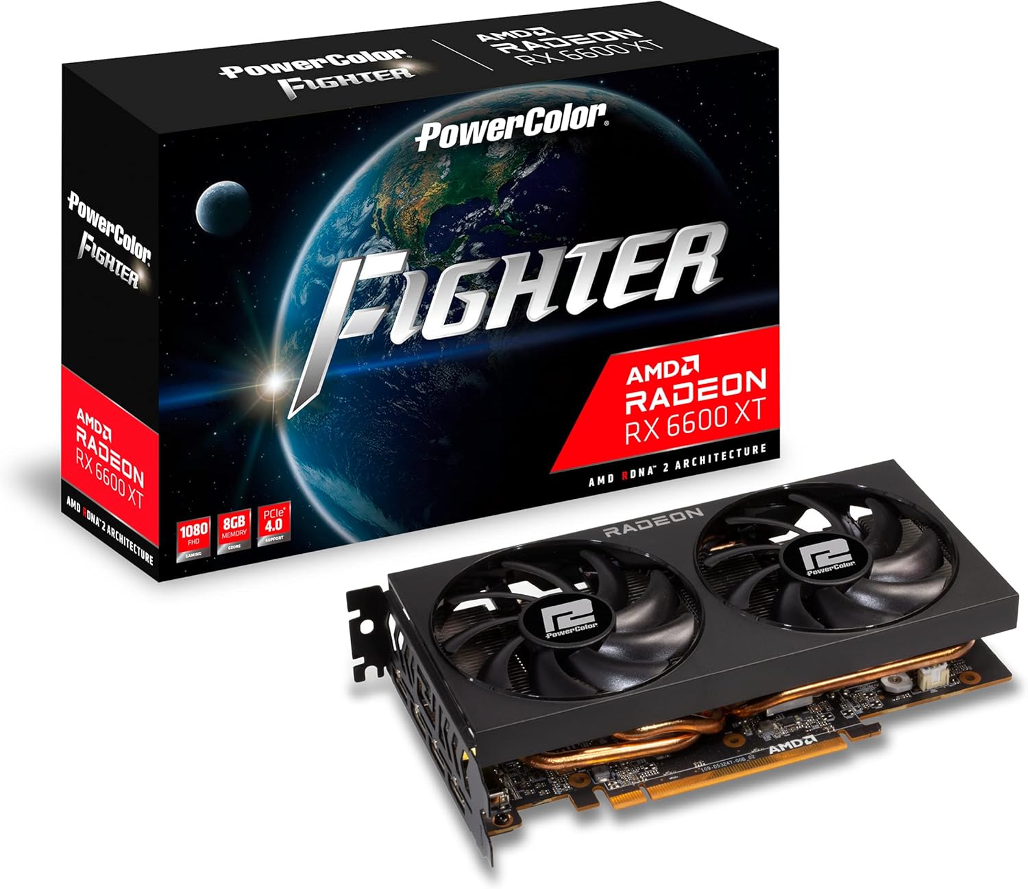 PowerColor Fighter AMD Radeon RX 6600 XT Gaming Graphics Card with 8GB GDDR6 Memory, Powered by AMD RDNA 2, HDMI 2.1