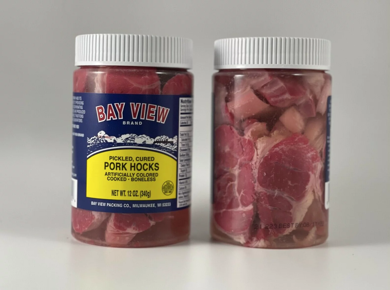 Bay View Brand Gourmet Pickled Pork Hocks Boneless Ham 12oz 2 Shatter Proof Jars