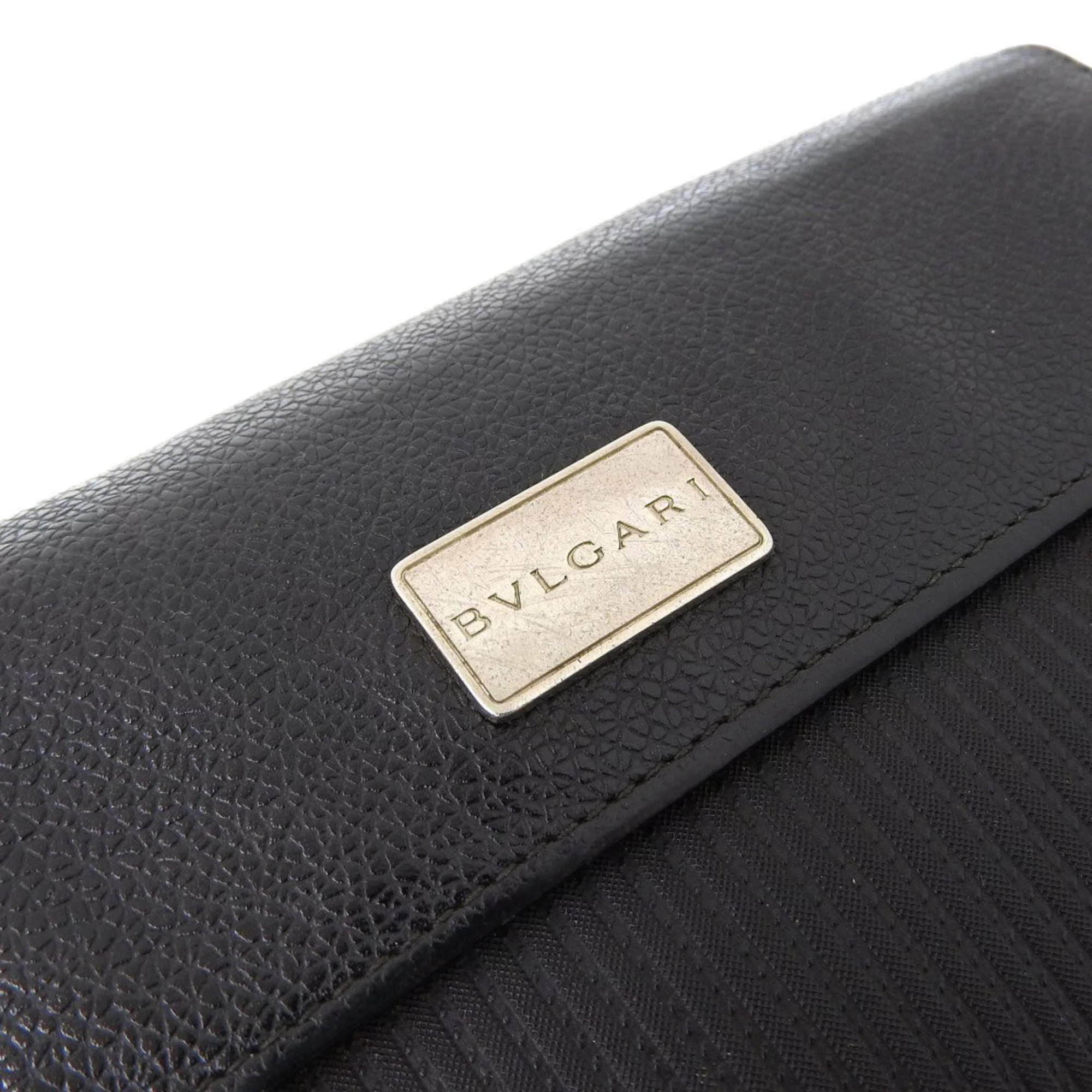 Pre-Owned Bvlgari BVLGARI Logo Millet Ligue Double Hook Long Wallet Leather Black 25556 (Good)