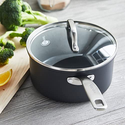 GreenPan Chatham Hard Anodized Healthy Ceramic Nonstick, 5QT Saute Pan Jumbo Cooker with Helper Handle and Lid, PFAS-Free, Dishwasher Safe, Oven Safe, Gray