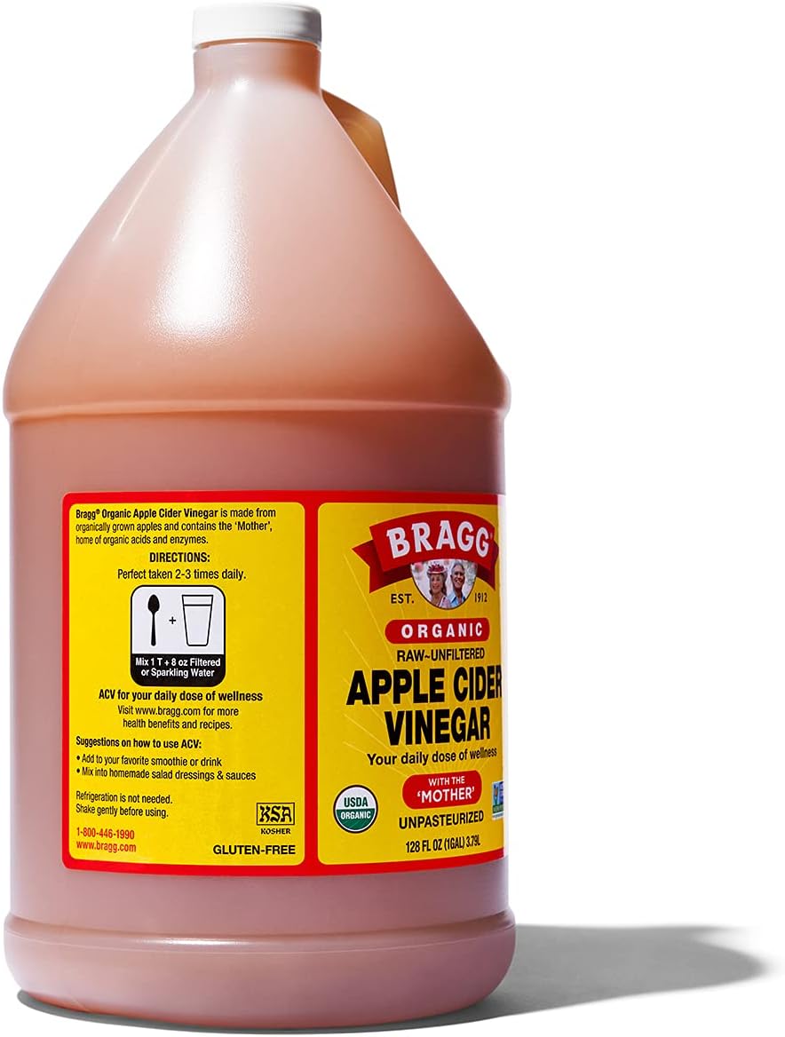 Organic Raw Apple Cider Vinegar Unfiltered Bragg 1 Gal (128oz) Liquid