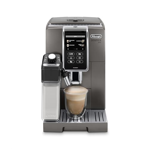 De'Longhi ECAM37095TI Dinamica Plus with LatteCrema System, Fully Automatic Coffee Machine, Colored Touch Display,Titanium (Renewed)