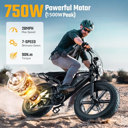 TST Electric Bike for Adults, 1500W Peak Brushless Motor 28 MPH 60 Miles/110 Miles Fat Tire E Bike with 48V 15Ah/ 25Ah Removable Battery 20