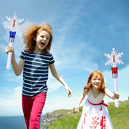Fleeting Time Light Up Frozen Snowflake Wand- Snowflake Spinning Wands,Magic Wand Rotating Toy for Girls and Boys, Magic Princess Sensory Toys,Christmas & Birthday Gift (Blue Stars)