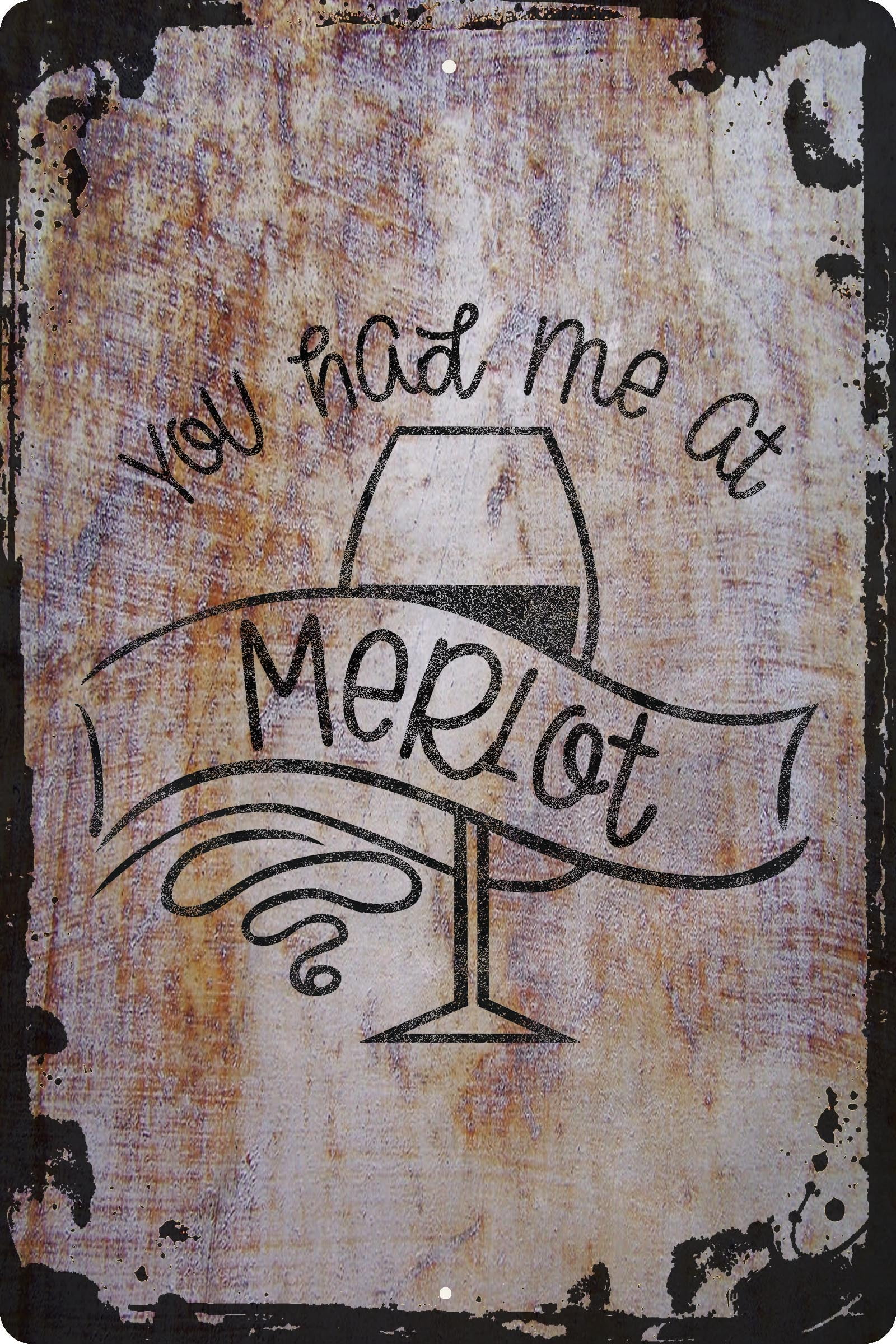 You had me at merlot banner wine glass funny alcohol love Beige Wall Art Decor Funny Gift 12 x 18 Inch