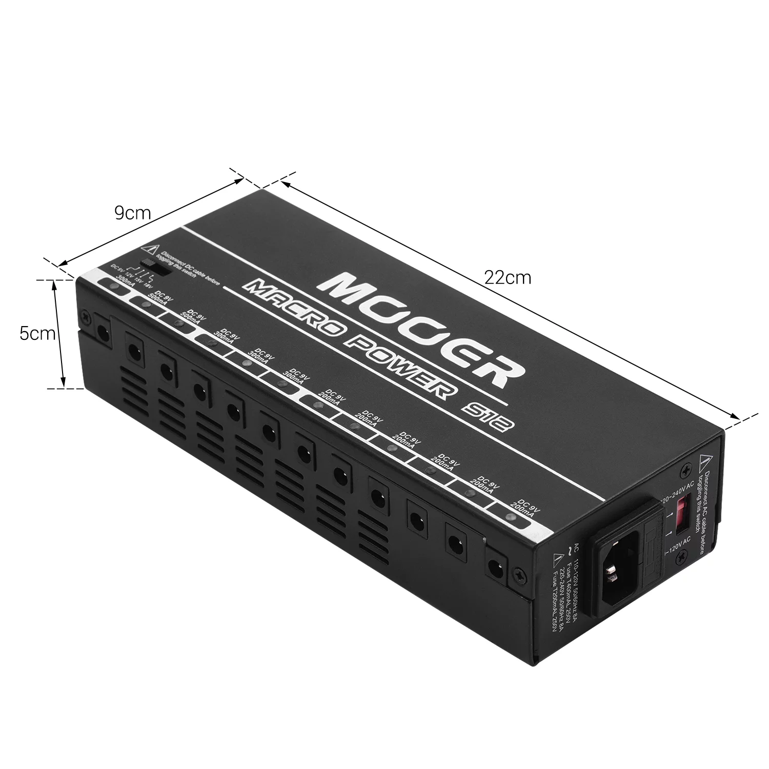 MOOER MACRO POWER S12 Professional Guitar Effect Power Supply Station Distributor 12 Isolated DC Outputs 9V//15V/18V Metal Shell