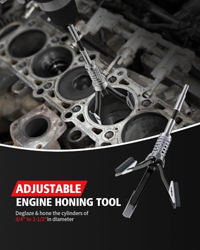Kolvoii Cylinder Hone Tool, Adjustable Deglazer Engine Cylinder Honing Tool for Grinding Holes from 3/4