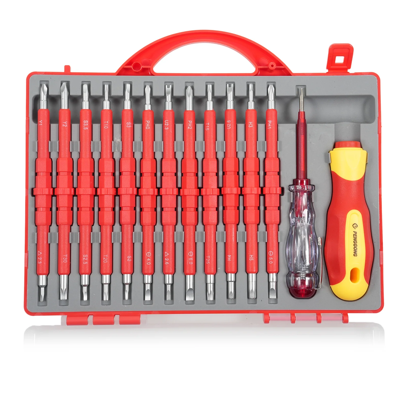PENGGONG Screwdriver suits,Test Pencil 9714B Premium Professional Set 500V Set 12Pcs Premium - Professional Tool All-in-One Premium Handle All-in-One Premium Set 12Pcs Tool 500V Non-Slip Handle