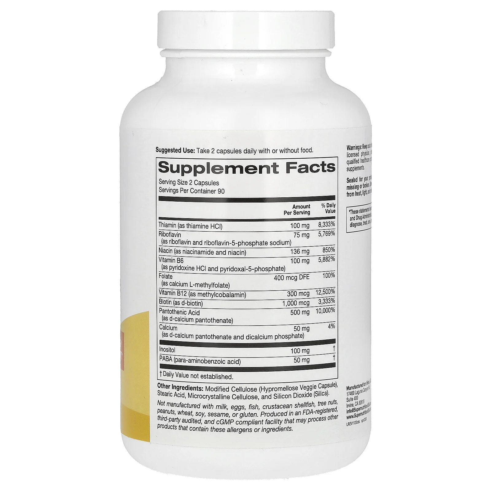 Super Nutrition Complete B Complex with L-Methylfolate, 180 Veggie Capsules