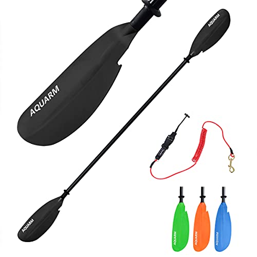 Kayak Paddle for Adult with Free Paddles Leash, 91.7 inch Lightweight Adjustable Kayaking Oars with Aluminum Shaft and Black Green Blue Orange Fiberglass Blades for Boating Canoeing