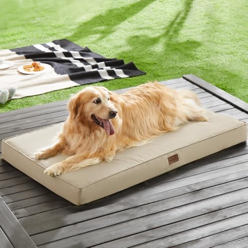 BFPETHOME Outdoor Dog Beds for Large Dogs, Waterproof Dog Bed for Medium, Large, Extra Large Dogs, Orthopedic Pet Bed with Removable Washable Cover, Egg Crate Foam Pet Bed Mat. (36 x 27 in, Grey)