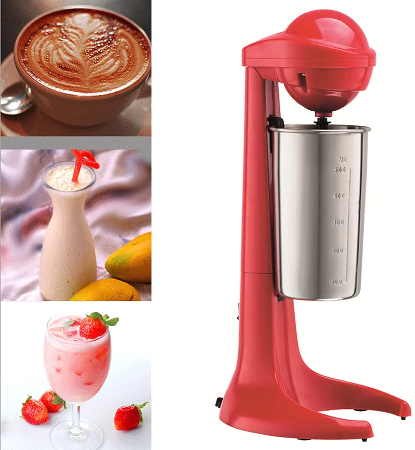 Electric Milkshake Maker Red Stainless Steel Mixing Cup Drink Mixer 110V 60Hz Ice Cream Maker 100W Milkshake Juicers