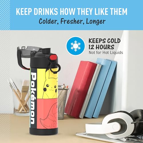 THERMOS FUNTAINER 16 Ounce Stainless Steel Vacuum Insulated Bottle with Wide Spout Lid, Apricot