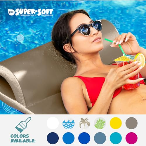 TRC Recreation Sunsation Vinyl Coated Foam Swimming Pool Float Mat Adult Lounger with Built-in Roll Pillow