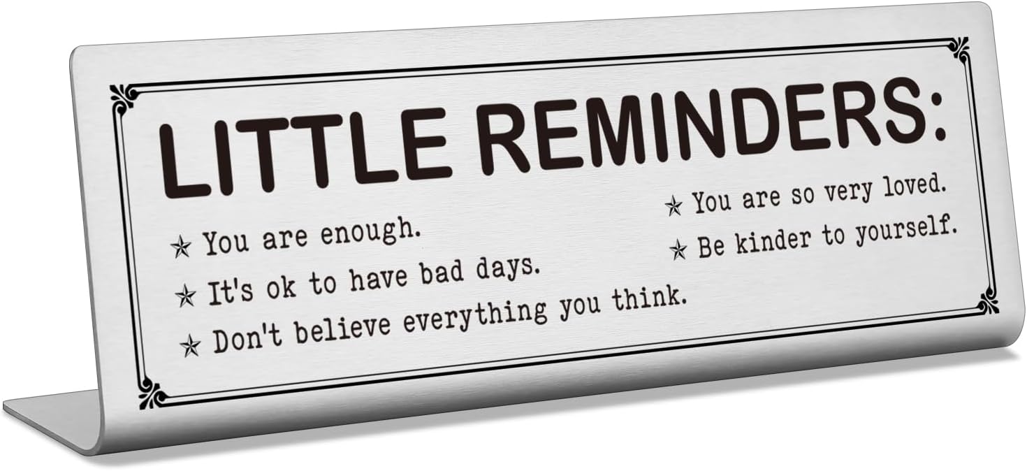 Motivational Office Decor Signs for Cubicle Decor or Desk Decorations, Little Reminders Work Decorations Office Desk Accessories, Mental Health Gifts for Women, DSG155