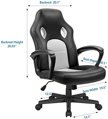 Office Gaming Chair High Back Leather Computer Chairs Ergonomic Height Adjustable Racing Game Desk Chair Executive Conference Task Chair (Blue)