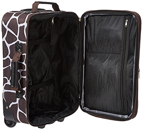 Rockland Fashion Softside Upright Luggage Set, Expandable, Kensington, Black and White, 2-Piece(14/19)
