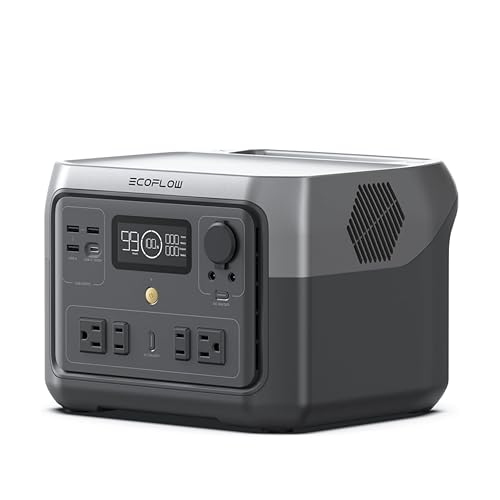 EF ECOFLOW Portable Power Station RIVER 2 Max 500, 499Wh LiFePO4 Battery/ 1 Hour Fast Charging, Up To 1000W Output Solar Generator (Solar Panel Optional) for Outdoor Camping/RVs/Home Use
