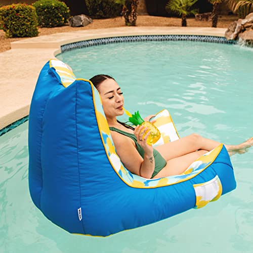 Big Joe Captain's Float No Inflation Needed Pool Lounger, Double Sided Mesh, Quick Draining Fabric