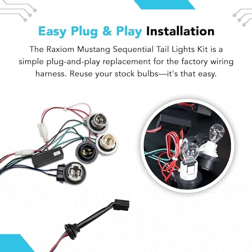 Raxiom Tail Light Sequencer Harness Kit with Tuning Plug and Play Wire Fits Mustang 1996-2004 Excluding 1999-2001 Cobra