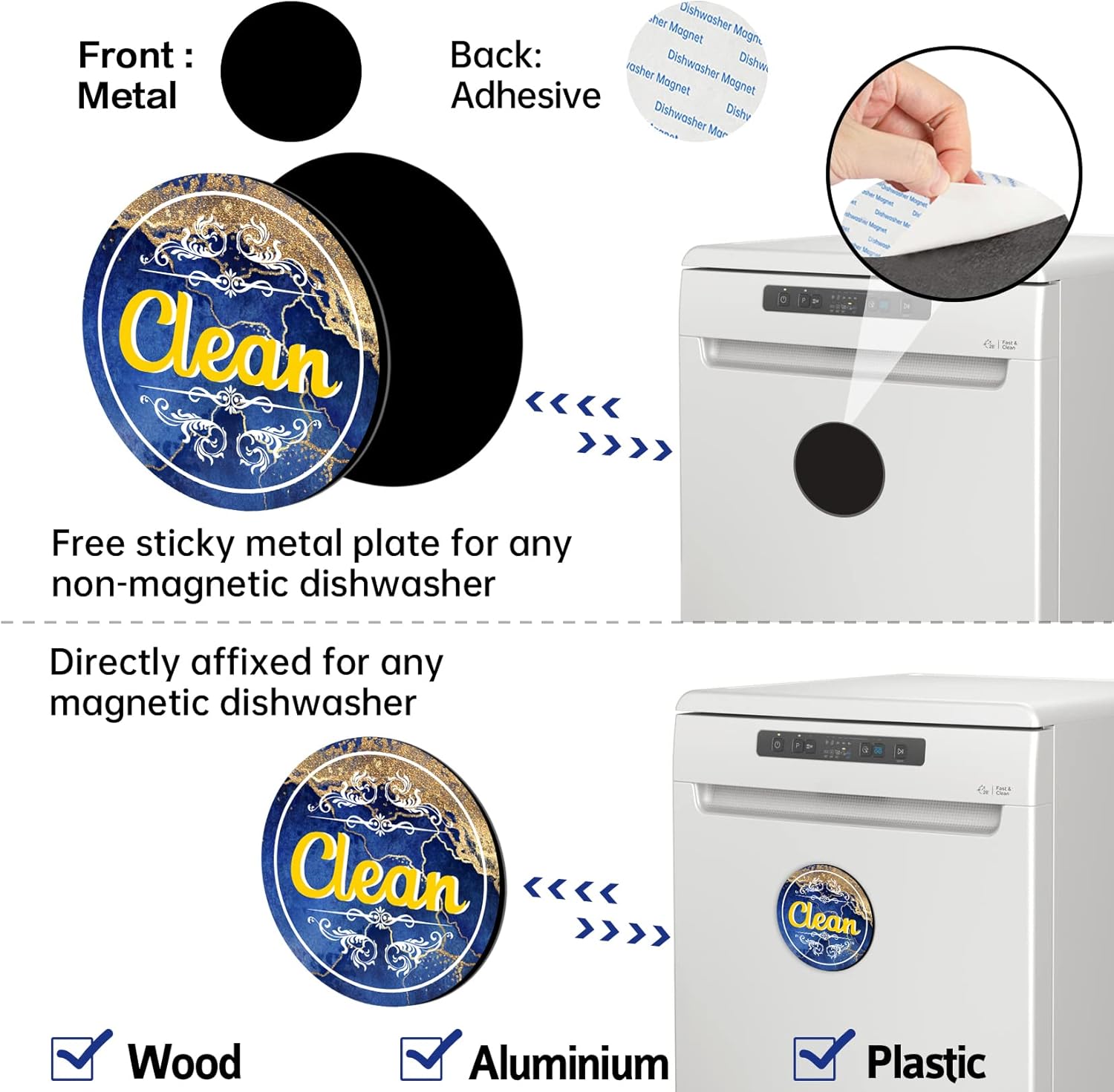 Dirty Clean Dishwasher Magnet - Dishwasher Magnet Clean Dirty Sign Magnet for Dishwasher Dish Bin That Says Clean or Dirty Dish Washer Refrigerator for Kitchen Organization and Storage Necessities