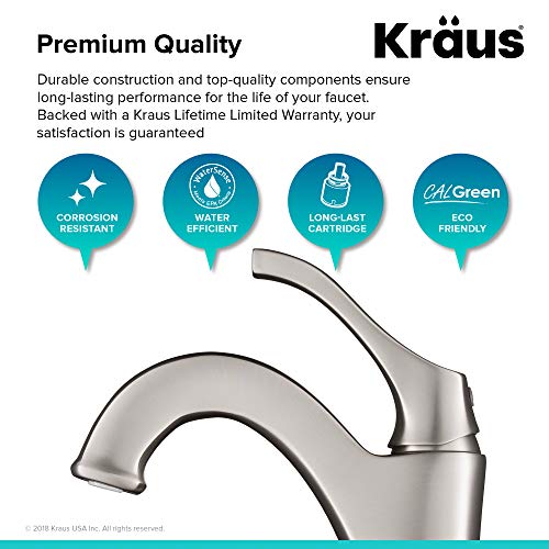 KRAUS KVF-1200BG Arlo™ Brushed Gold Tall Vessel Bathroom Faucet with Pop-Up Drain