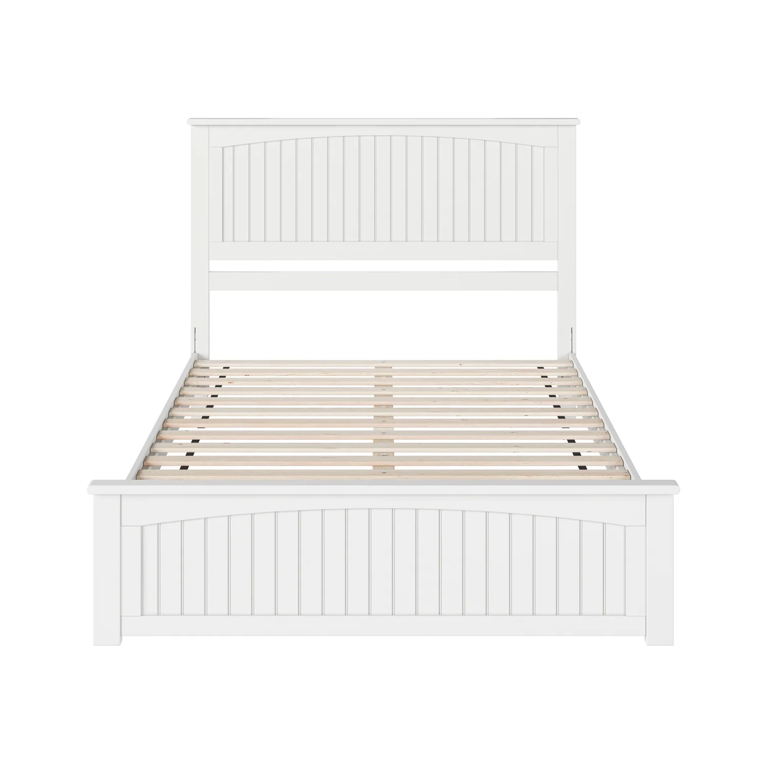 AFI Naples Queen Solid Wood Low Profile Platform Bed with Matching Footboard, White