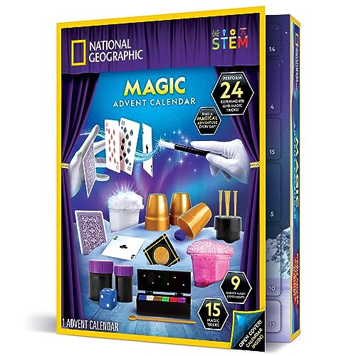 National Geographic Magic Advent Calendar 2025 – 24 Days of Magic Tricks & Science Experiments, Holiday Countdown Calendar for Kids, Christmas Activity