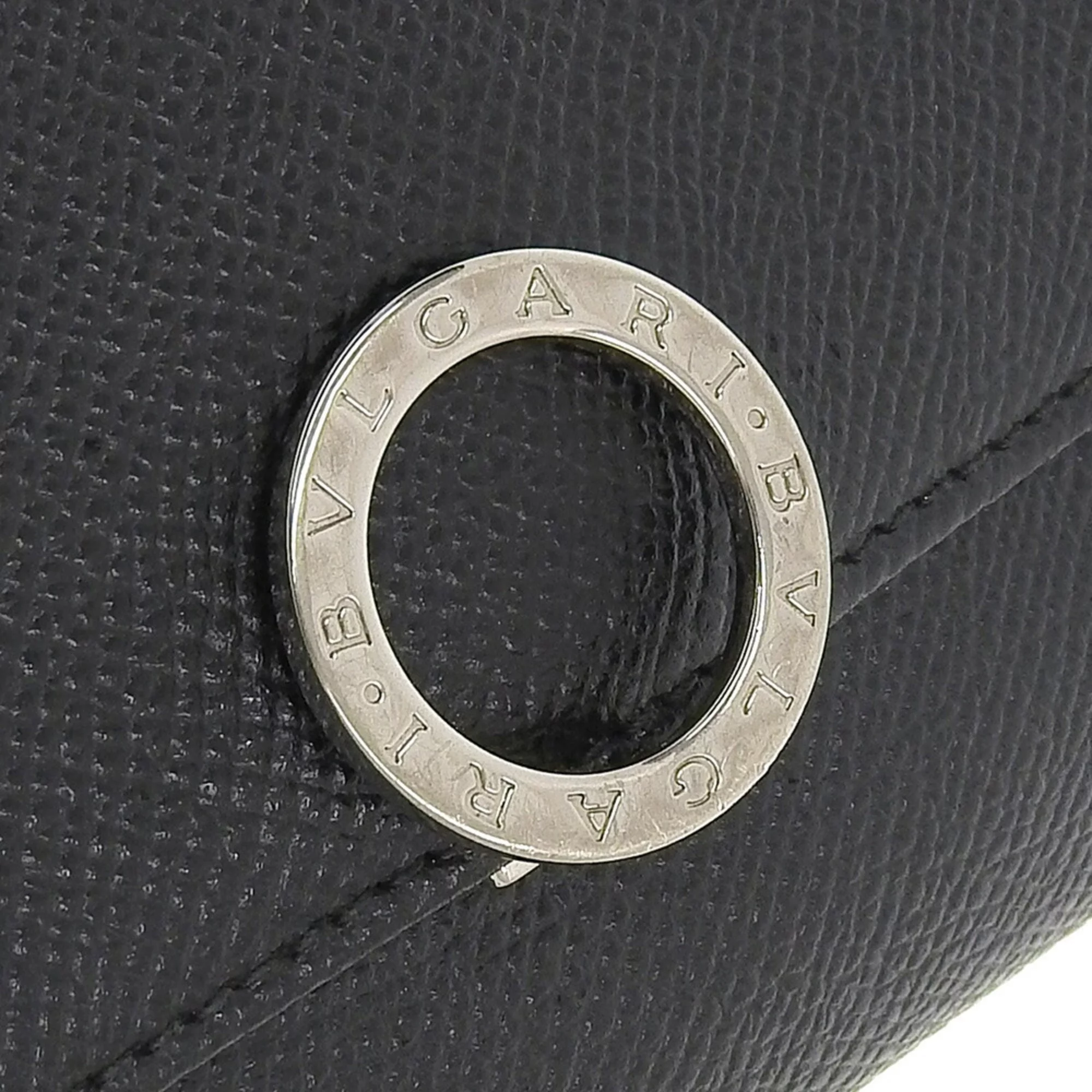 Pre-Owned Bulgari BVLGARI logo double hook long wallet W leather black (Fair)