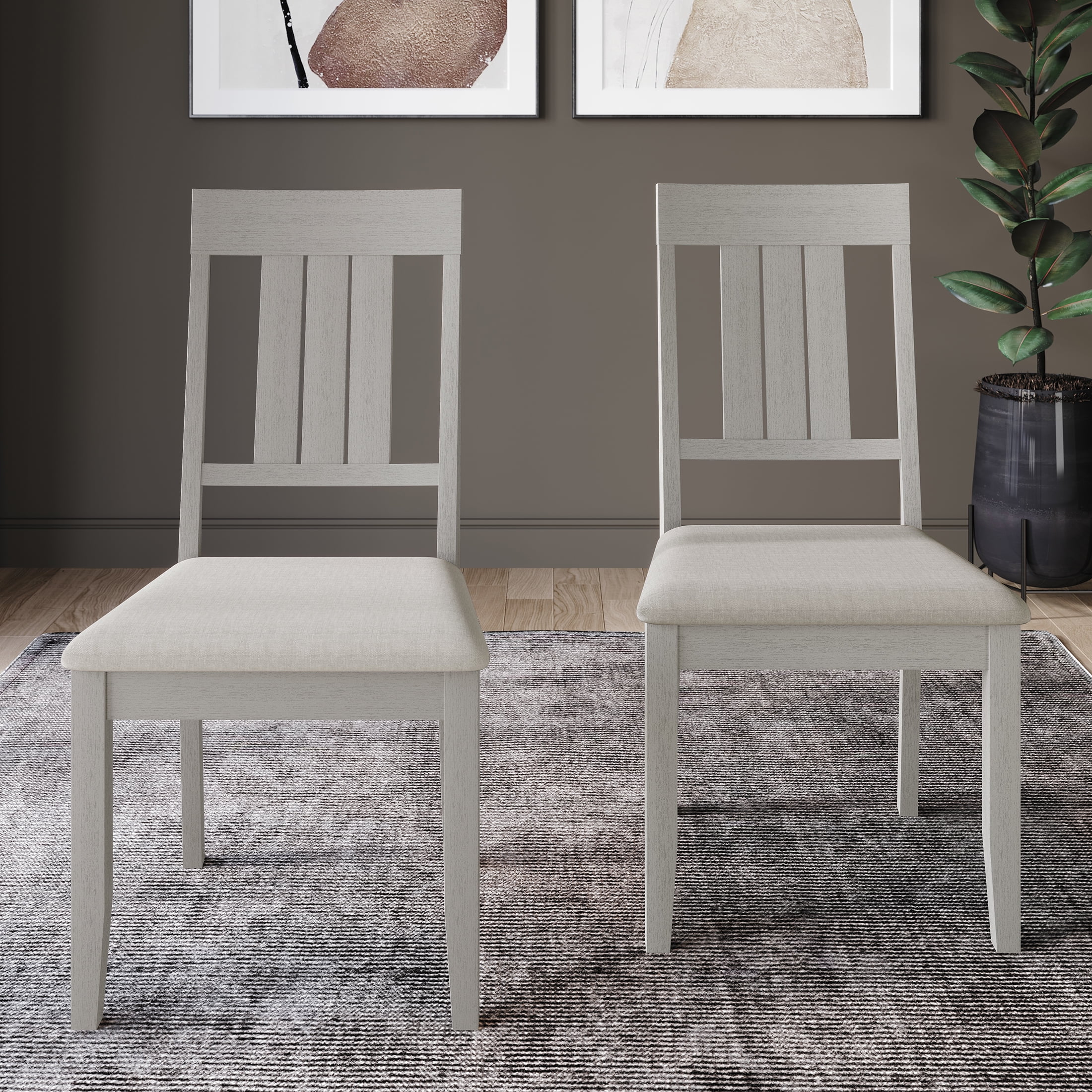 Castle Place Simple Wooden Dining Chair, Set of 2, White