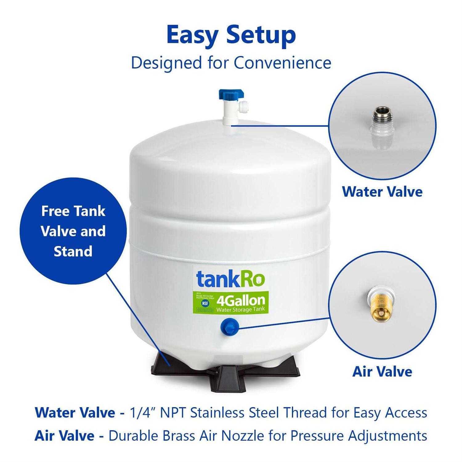 tankRO RO Water Filtration System Expansion Tank 4 Gallon Water Tank