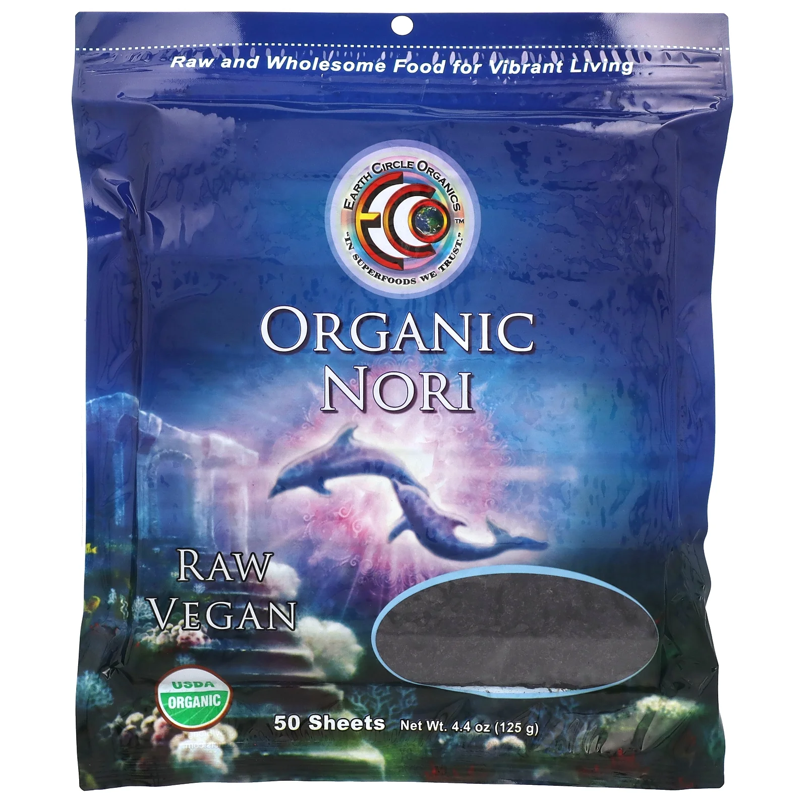 Earth Circle Organics Organic Nori Sheets, 50 Sheets, 4.4 oz (125 g)